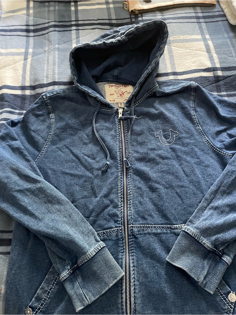True Religion Washed Indigo Zip Hoodie